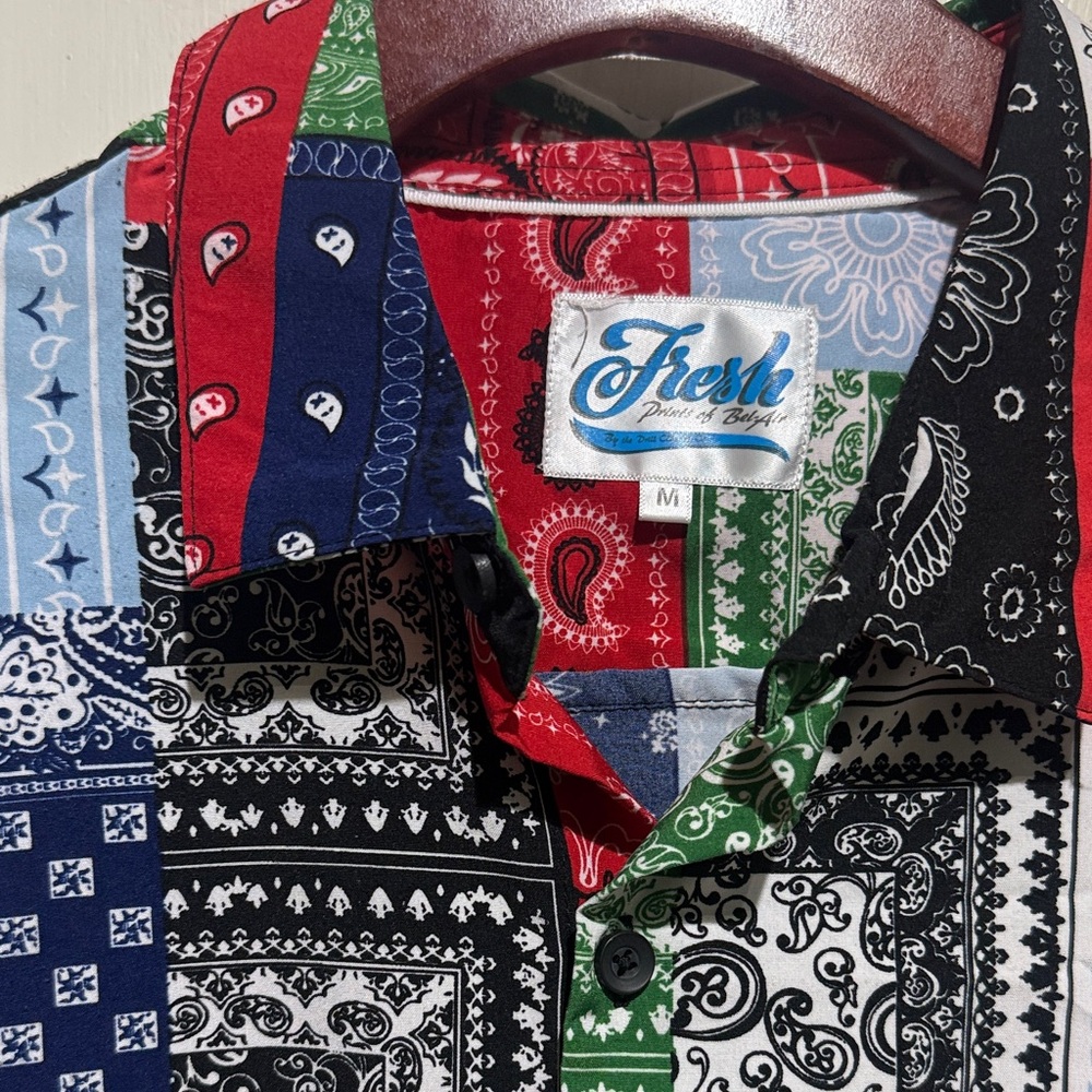 Fresh Men's Vibrant Bandana Print Shirt